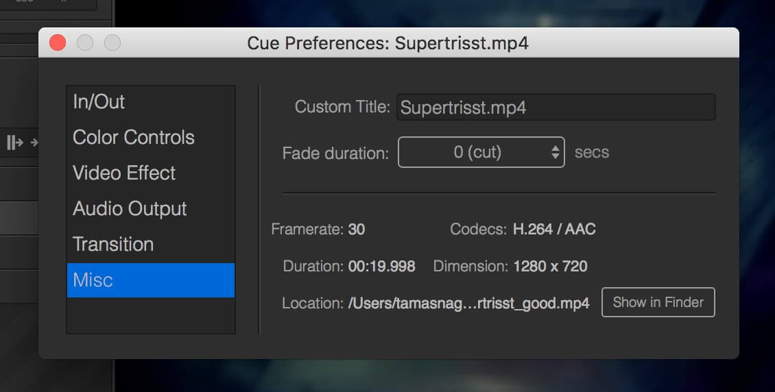 Cut To/From Black on Cue Level